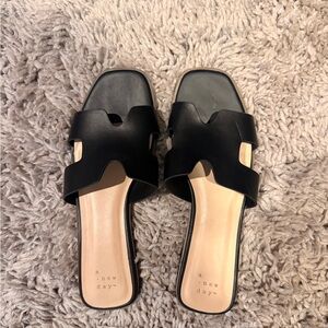 a new day Black Cutout Slide Sandals for Women